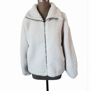 Lululemon Cinchable Fleece Zip-Up Bone Sherpa Cozy Jacket Size 8